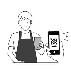飲み物を注文時にスマートフォンのカメラ機能で容器の二次元コードを読み込みます